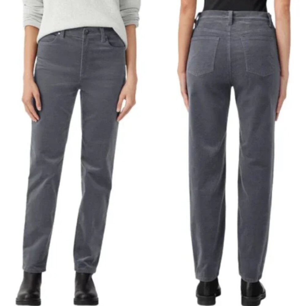 Eileen Fisher Organic Cotton Stretch Velveteen Pant Slim Fit Full Length Small
